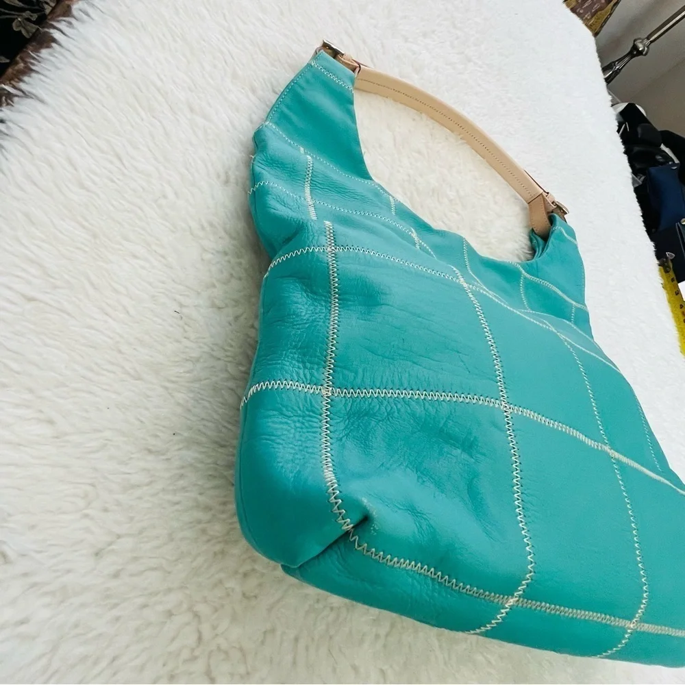 Ceci Ou Cela Plus Une Aqua Green Genuine Leather Shoulder/Hobo Bag